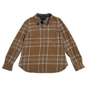 Tommy Hilfiger Womens Brown Plaid Button-Up Long Sleeve Shirt M. NWT